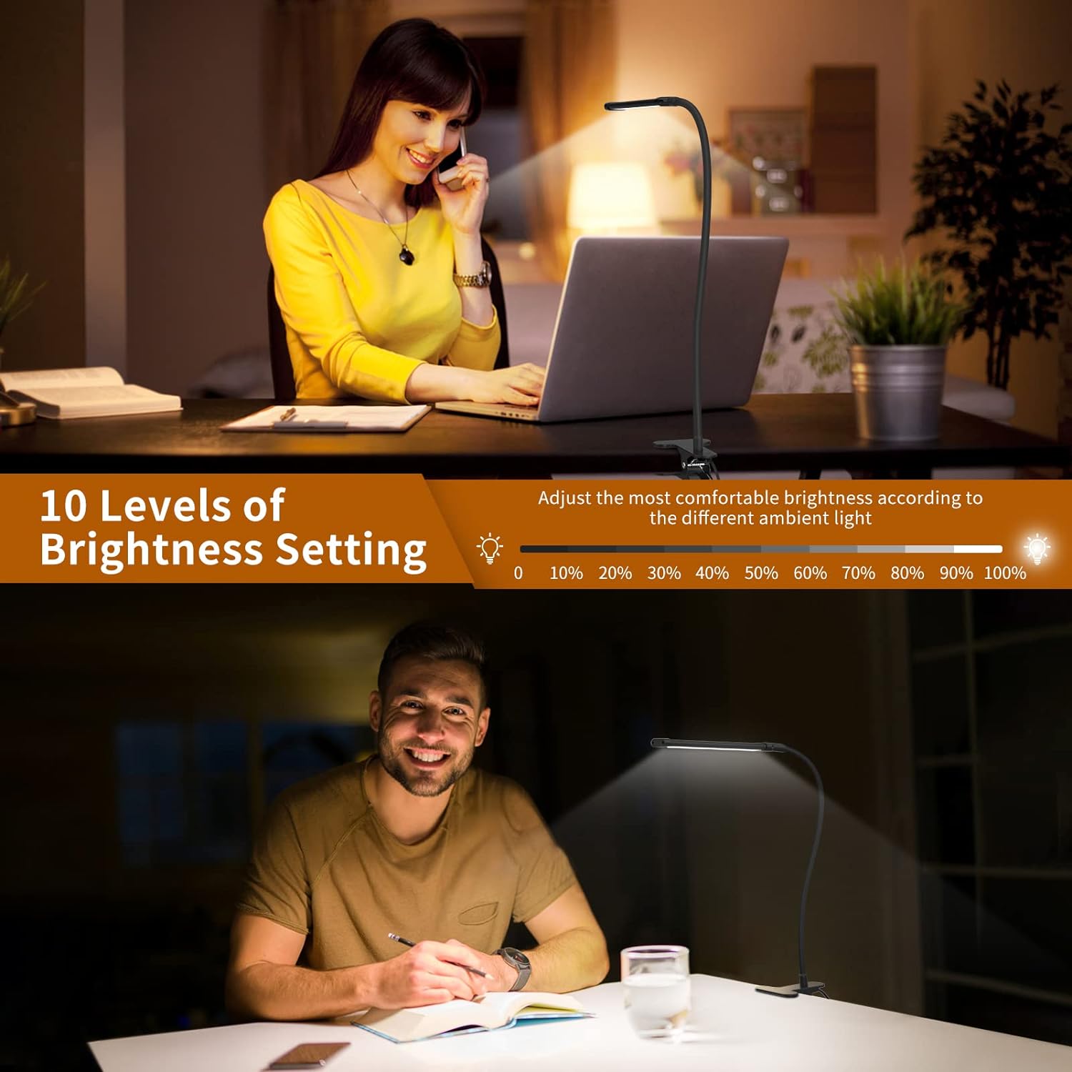 Flexible Gooseneck Desk Lamp with 77 LEDs and USB Power