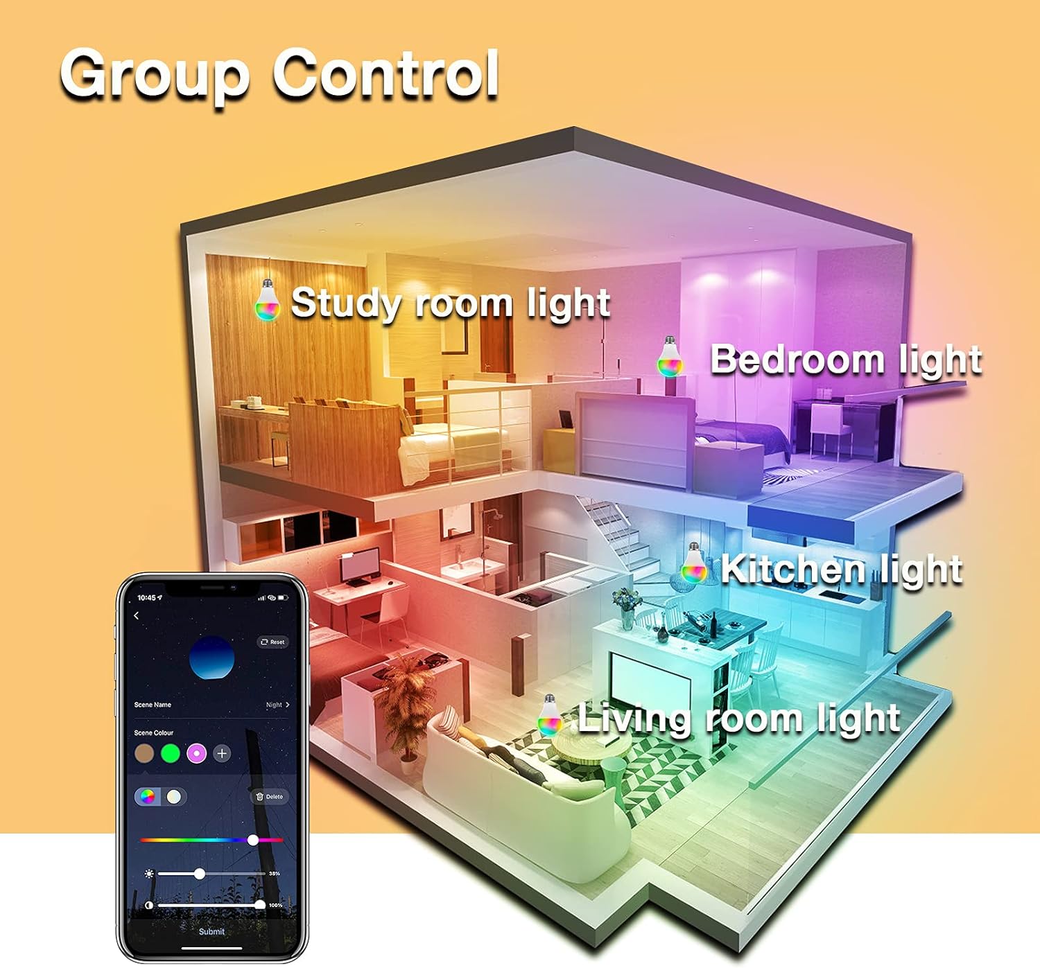 Smart Wi-Fi Color Changing LED Light Bulbs
