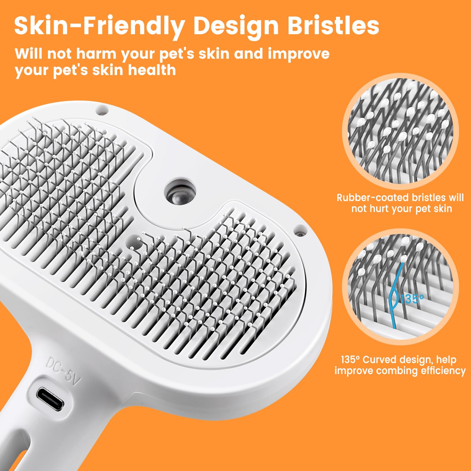 Pet Grooming Steam Brush for Cats and Dogs
