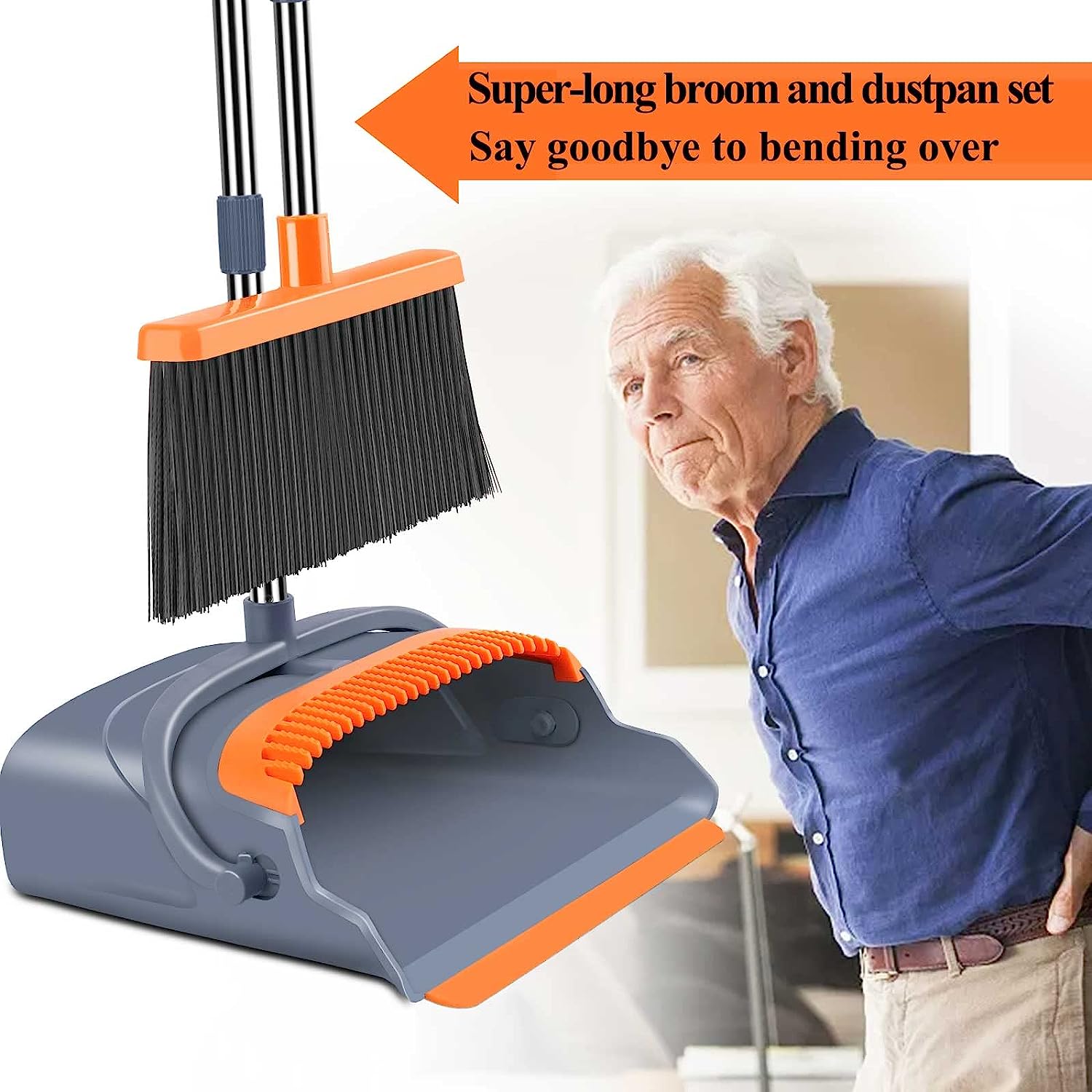 Effortless Self-Cleaning Broom and Dustpan Combination