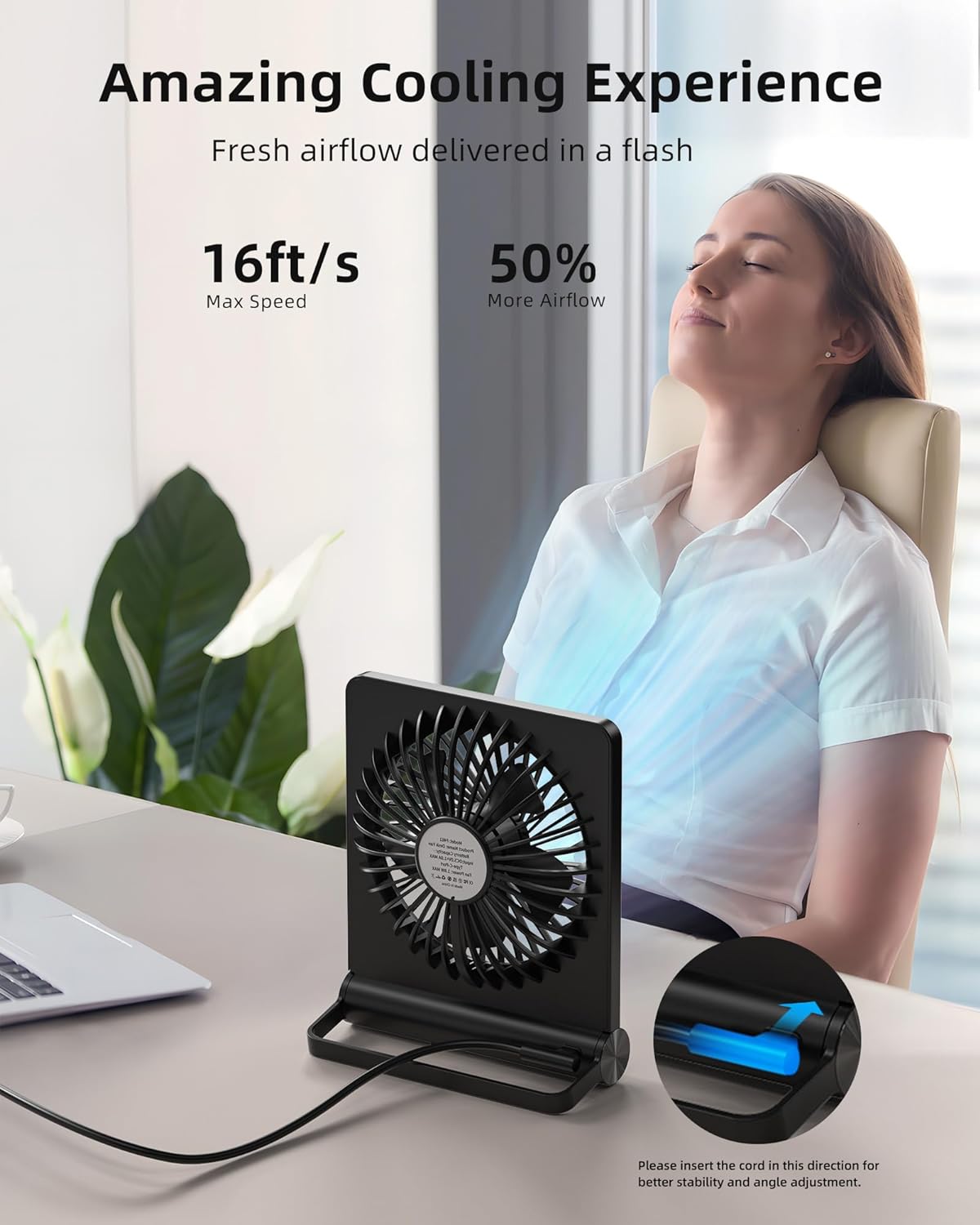 Whisper Breeze Compact Desk Fan