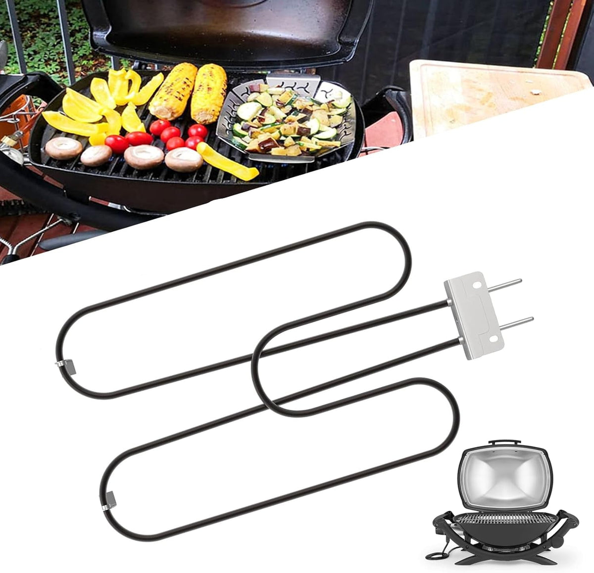 2200W Outdoor Electric BBQ Heating Coil in Stainless Steel