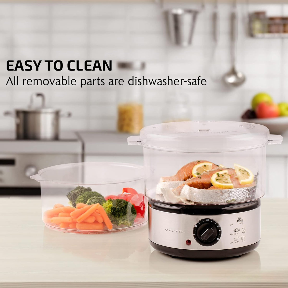 Three-Tiered Electric Food Steamer for Healthy Cooking