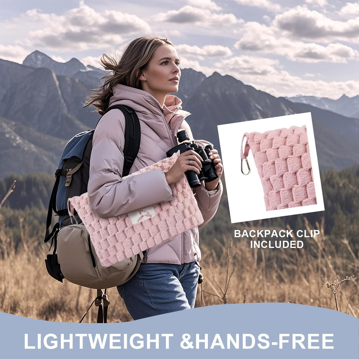 Travel Blanket with Pillow Pocket and Suitcase Handle – Packable Flannel