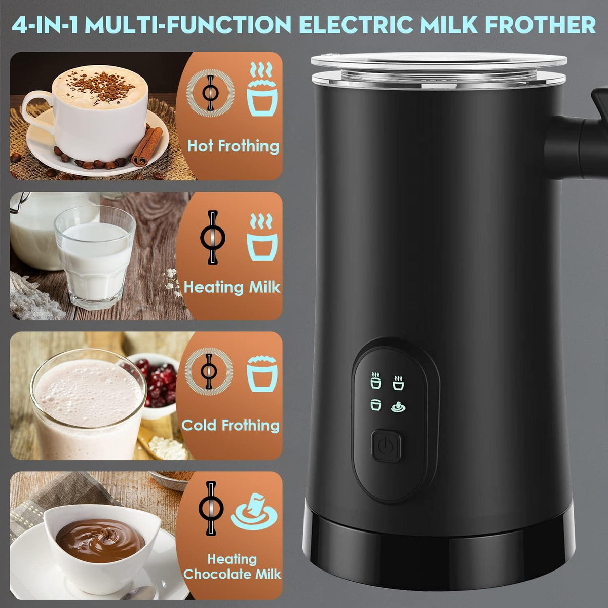 Versatile Electric Milk Frother & Steamer for Home Use