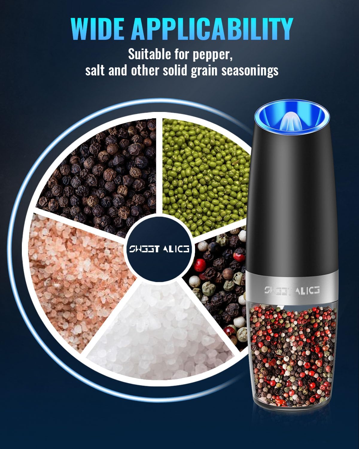 One-Handed Electric Spice Mill for Effortless Seasoning