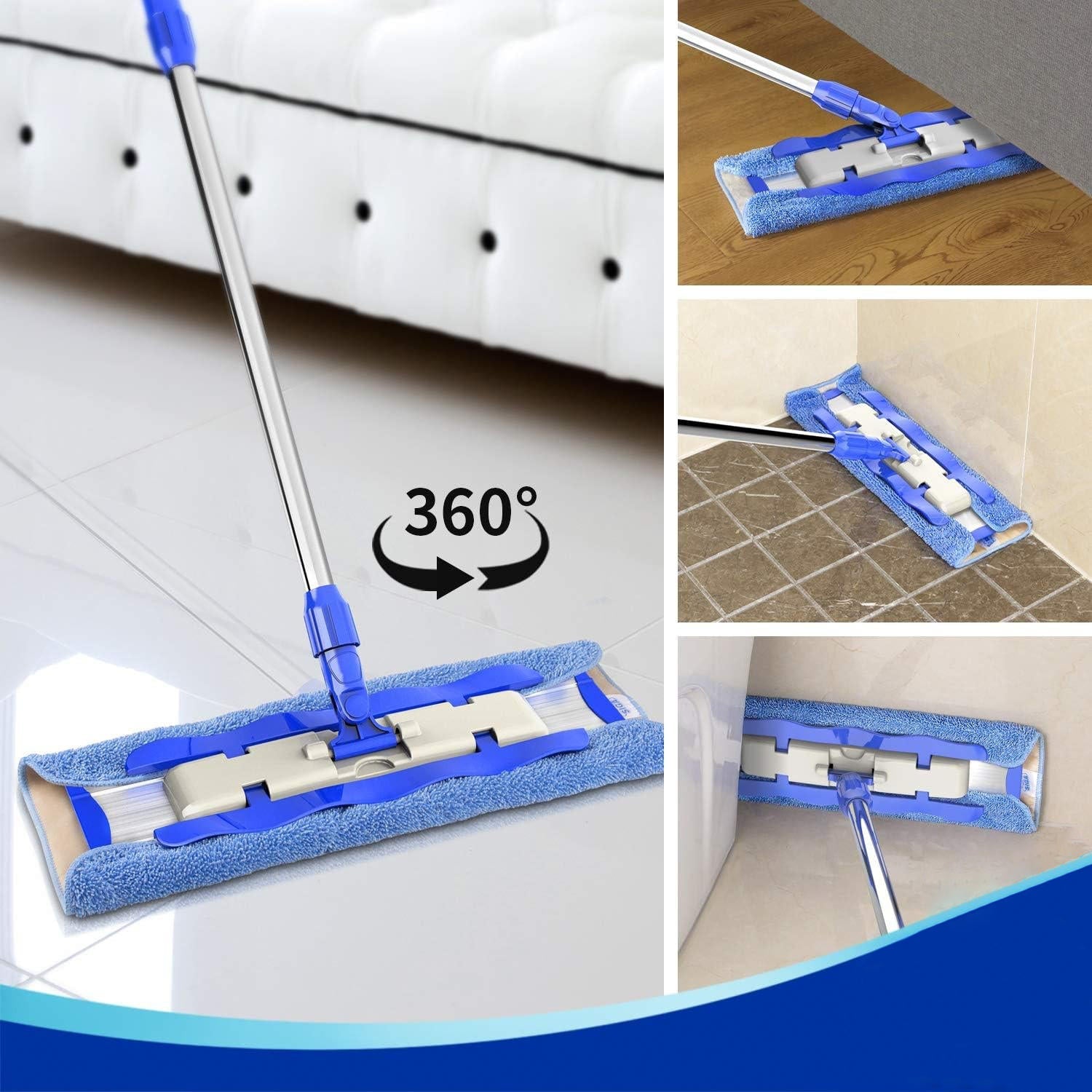 Versatile Flat Mop with Adjustable Handle and Reusable Pads
