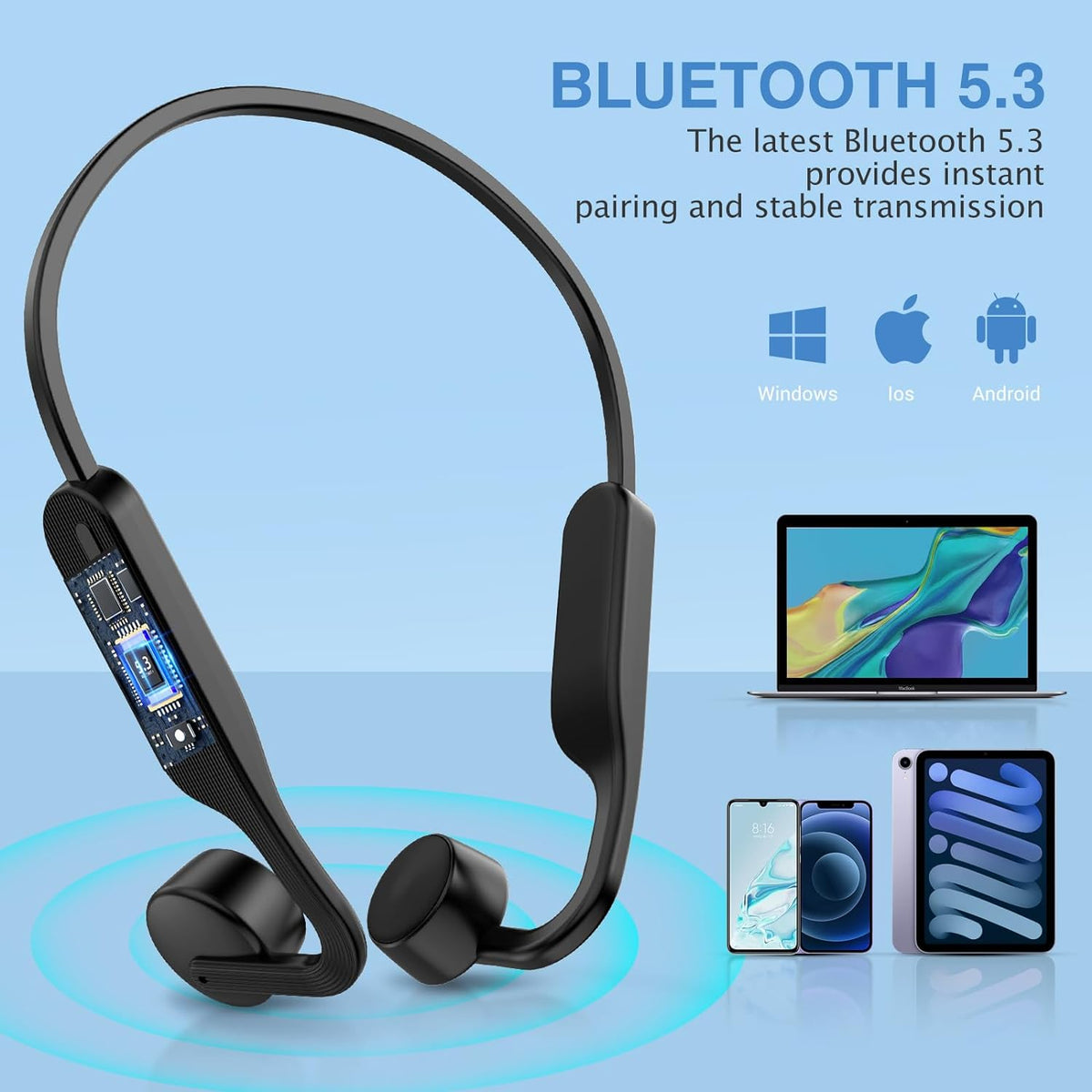 Wireless Open-Ear Audio Headset with Bone Conduction Technology