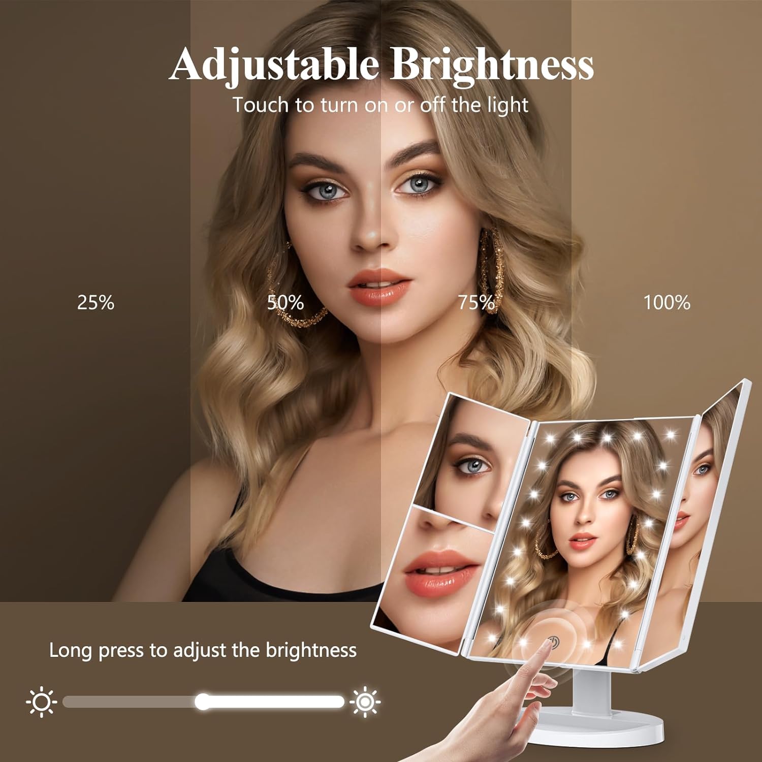 IlluminePro Tri-Fold Lighted Makeup Mirror
