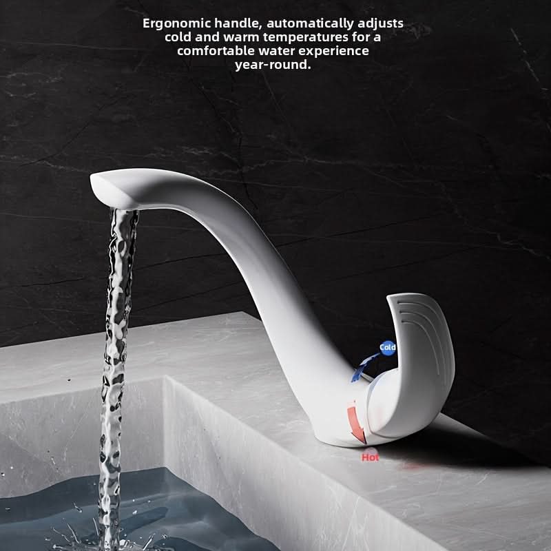 Elegant White C-Curve Bathroom Basin Faucet