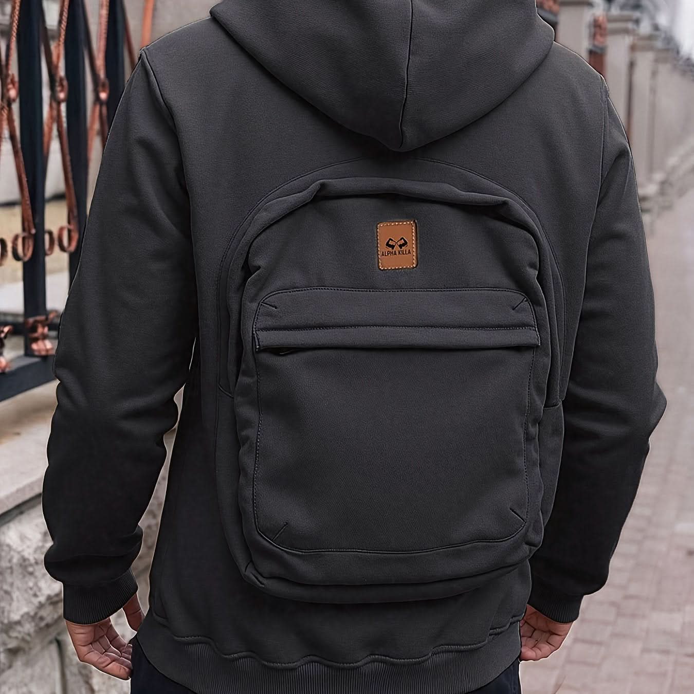 Versatile Hoodie Backpack with Zip Closure