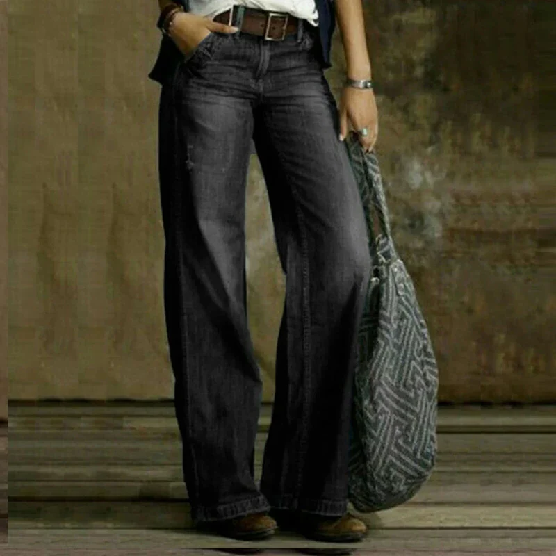 Chic All-Season Women's Denim Trousers