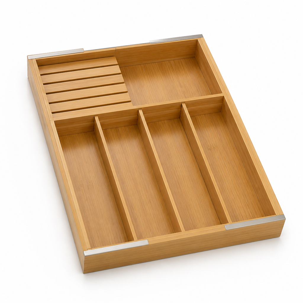 Bamboo Adjustable-Section Drawer Organizer
