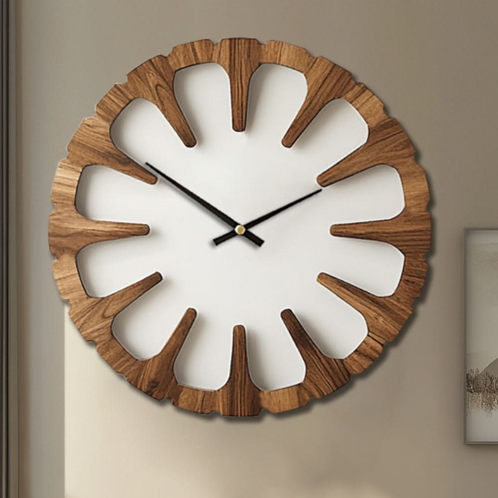SerenityCraft Round Wooden Silent Clock for Tranquil Spaces