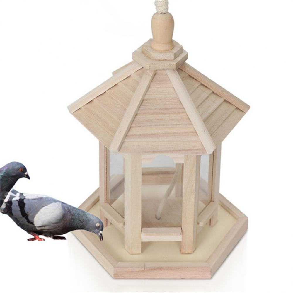 Charming Wooden Bird Feeder with Clear Viewing Panel