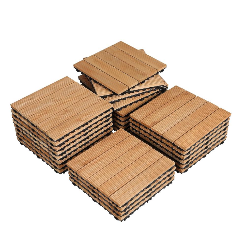 27-Piece Interlocking Wooden Deck Tiles for Outdoor Spaces