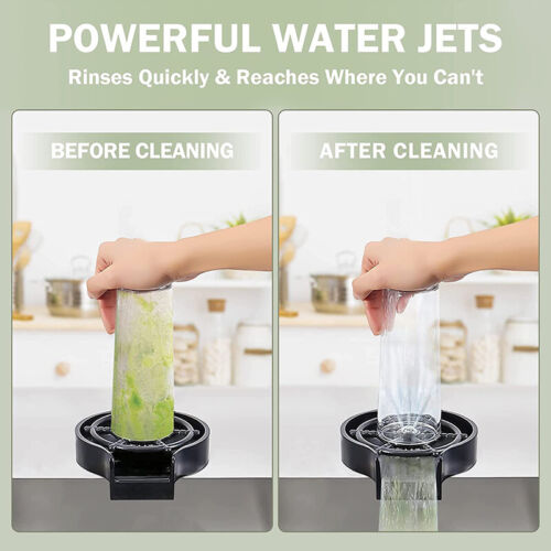 Effortless Kitchen Sink Cup Cleaner with High-Pressure Jets