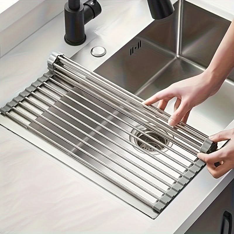 Space-Saving Stainless Steel Dish Drying Rack