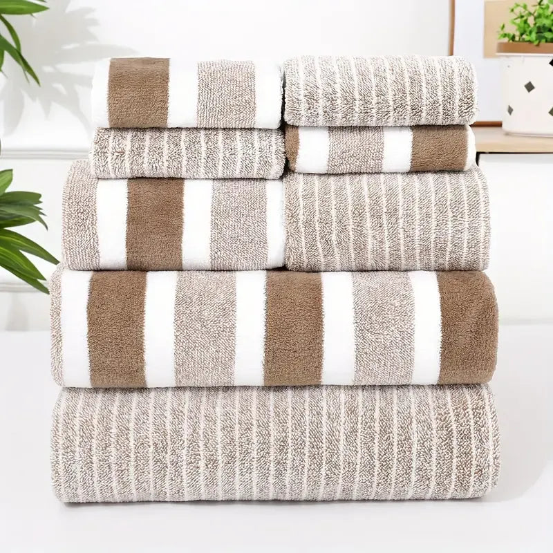 Luxurious 8-Piece Towel Collection in Soft Fleece – Quick-Dry & Machine Washable