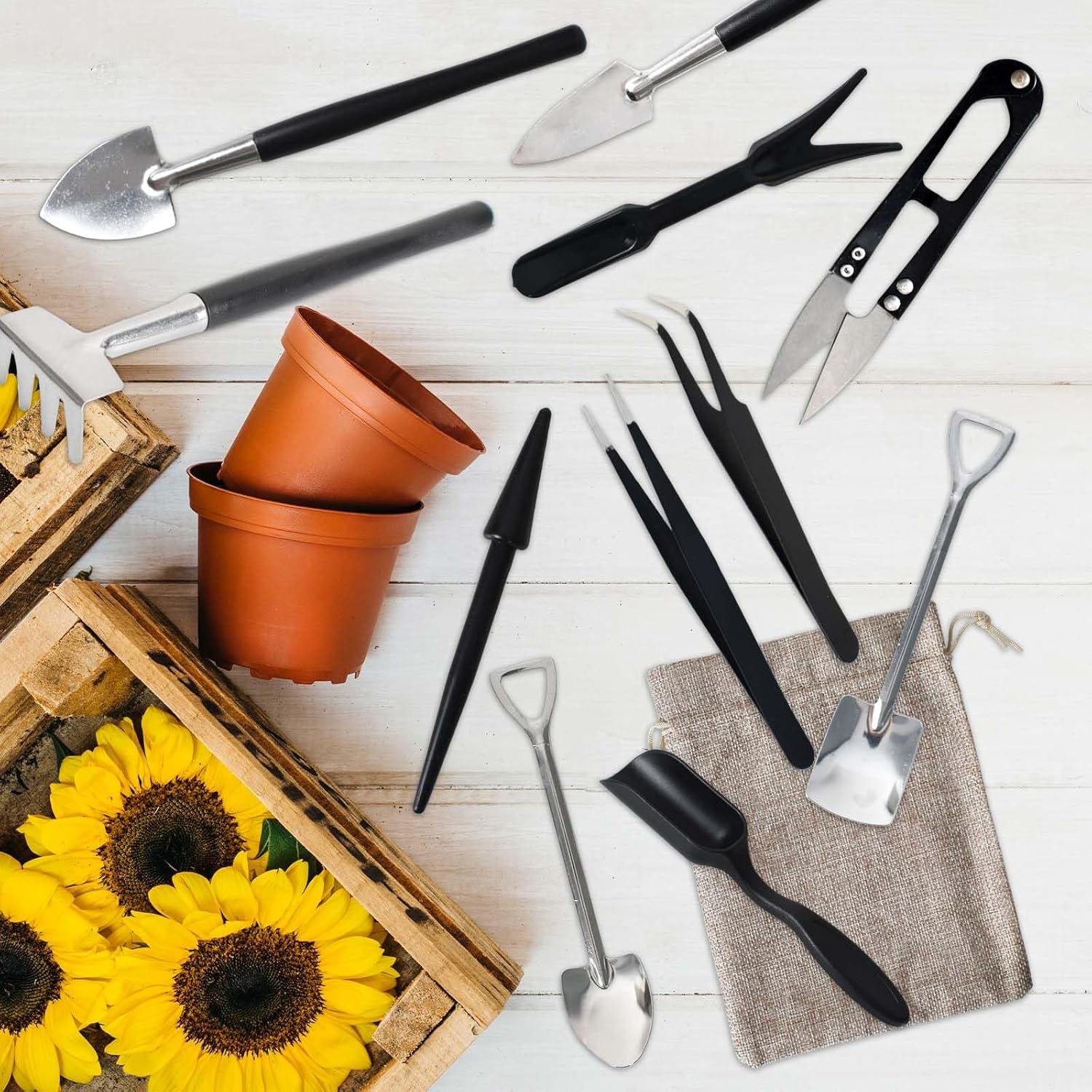 Indoor Gardening Tool Set for Succulents - 12 Pieces with Storage Bag