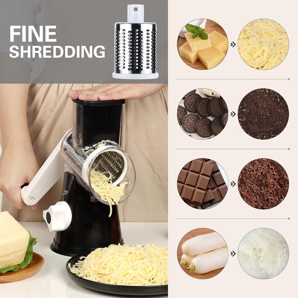 SwiftGrate Manual Cheese and Vegetable Shredder