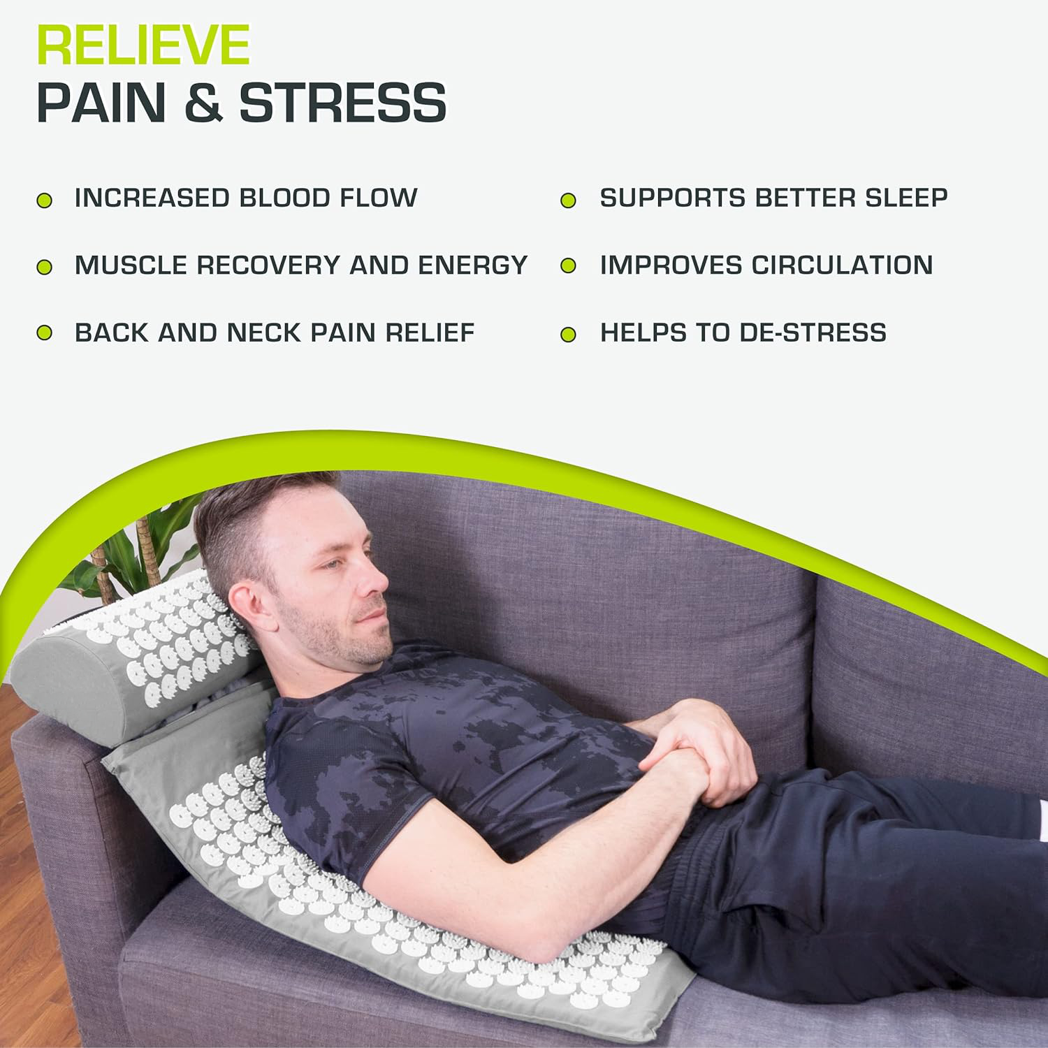 Relaxation Acupressure Mat with Neck Support