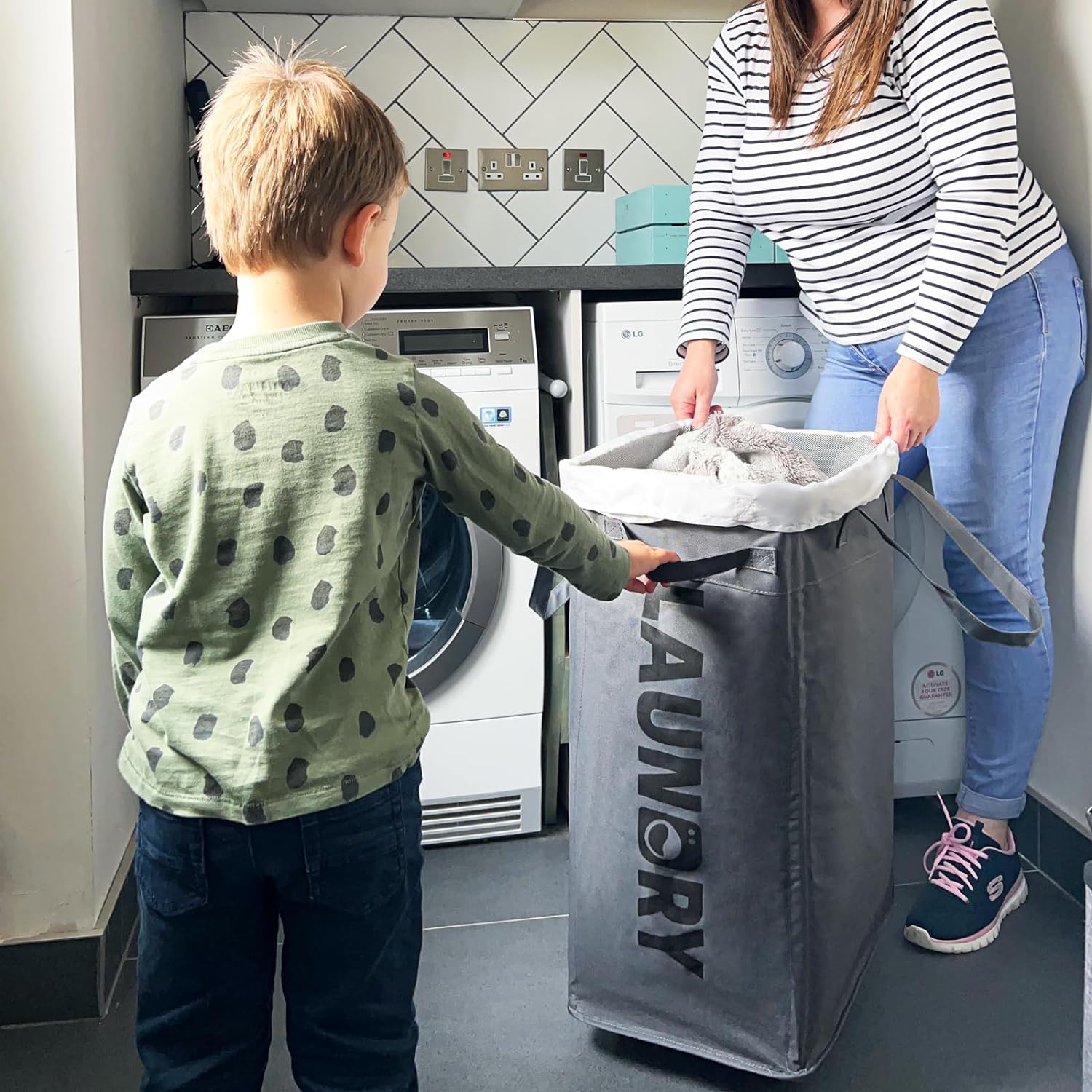 75L Versatile Rolling Laundry Bin for Effortless Transport