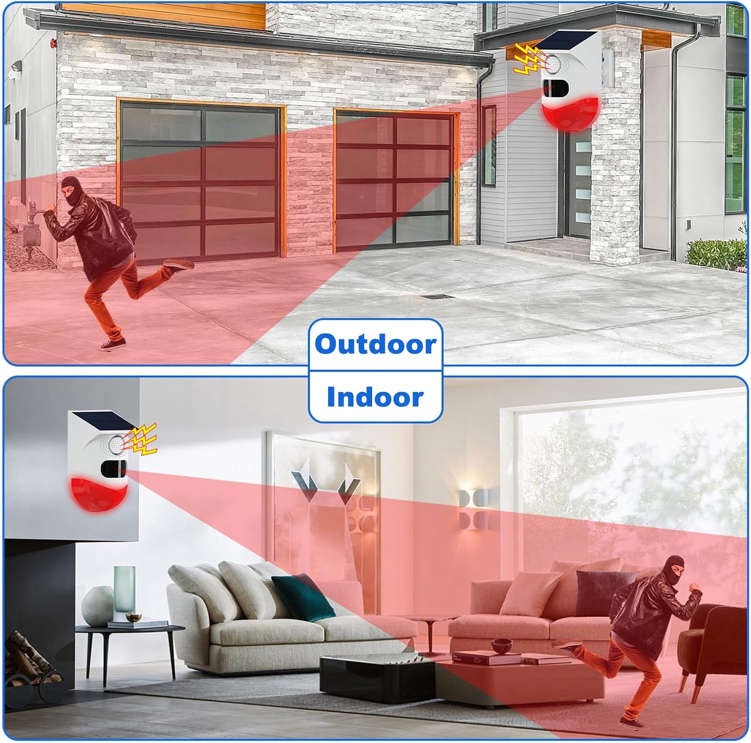 120 dB Solar Motion Detector Alarm with LED Strobe Light