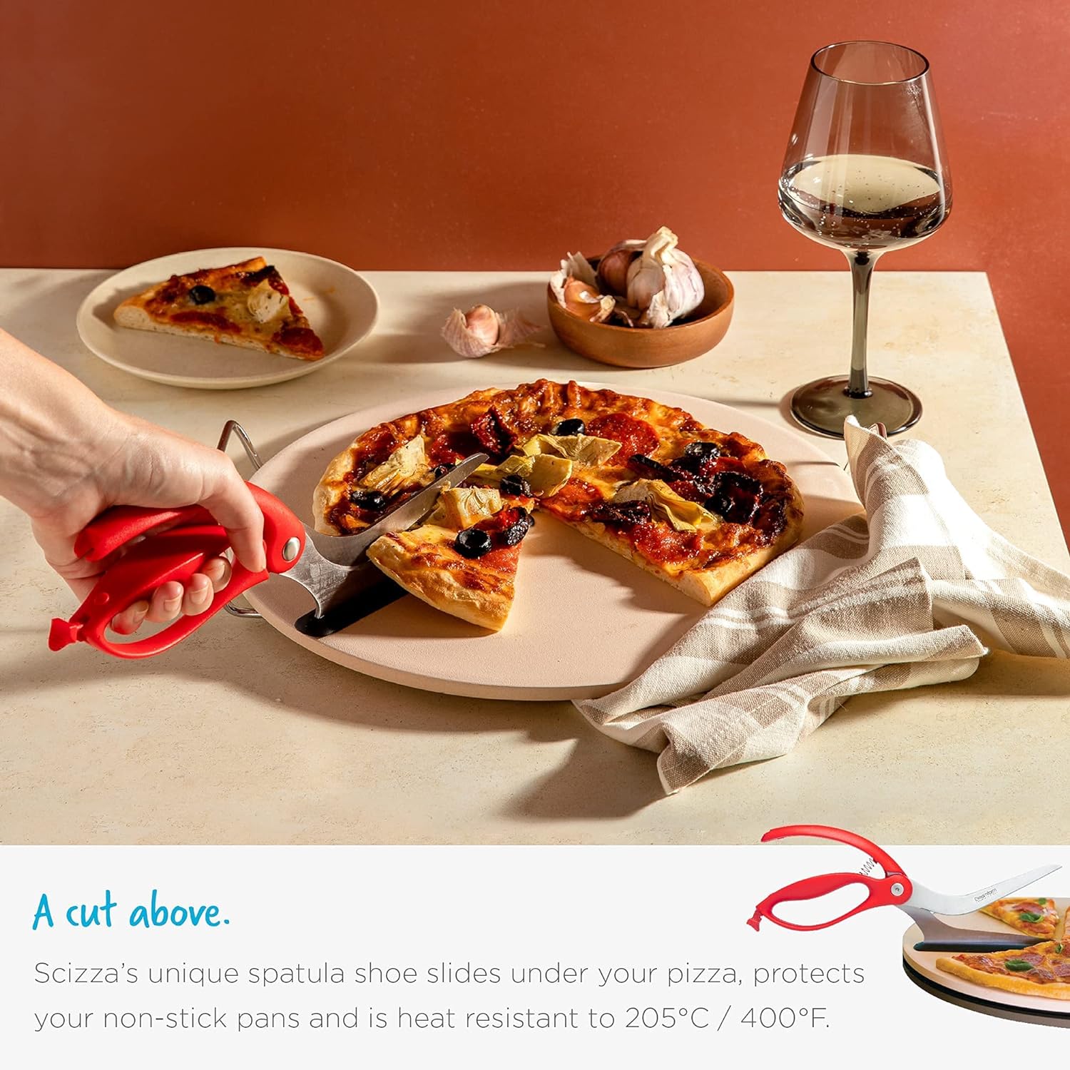 Precision Pizza Shears with Integrated Serving Tool