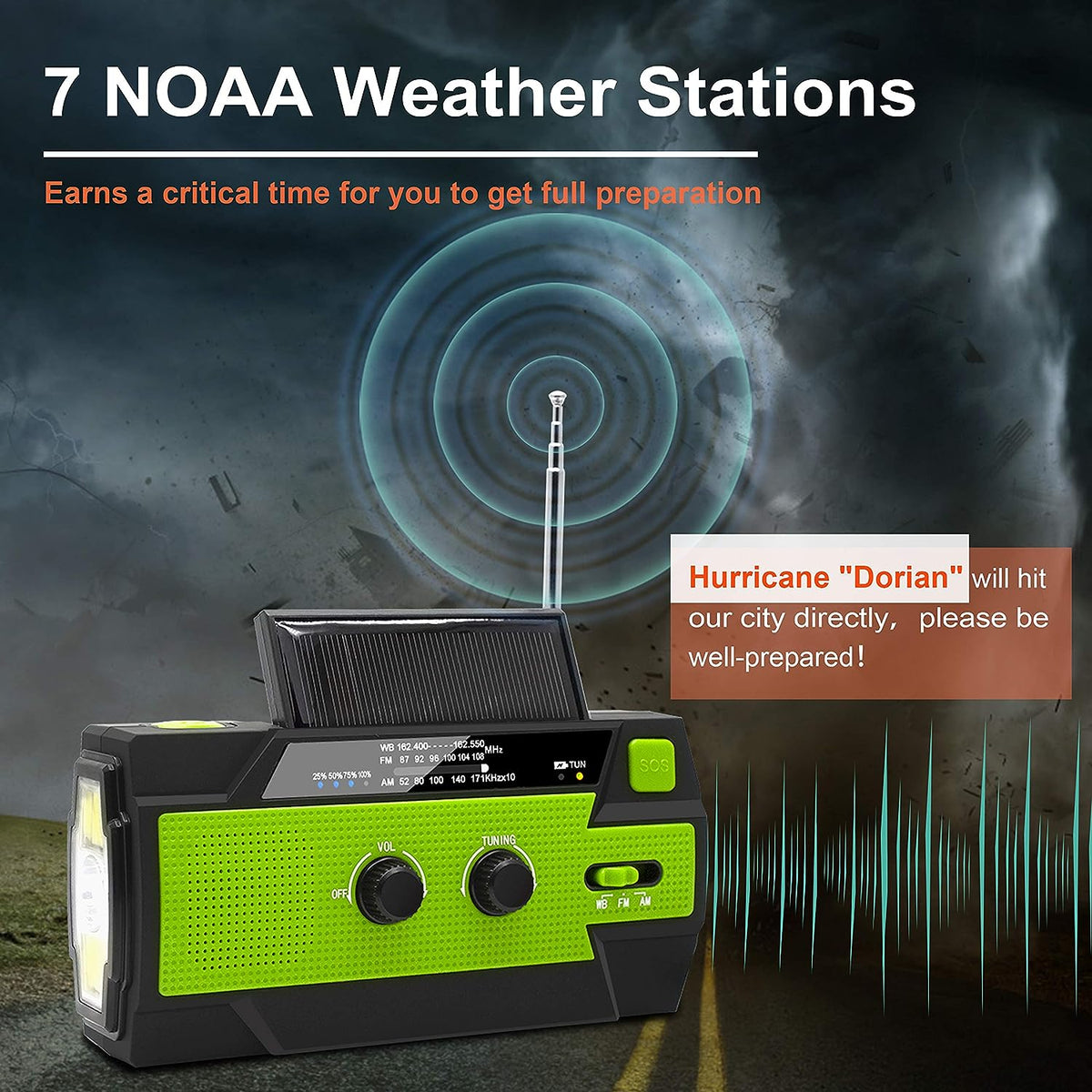 All-Weather Emergency Hand Crank Radio with Flashlight