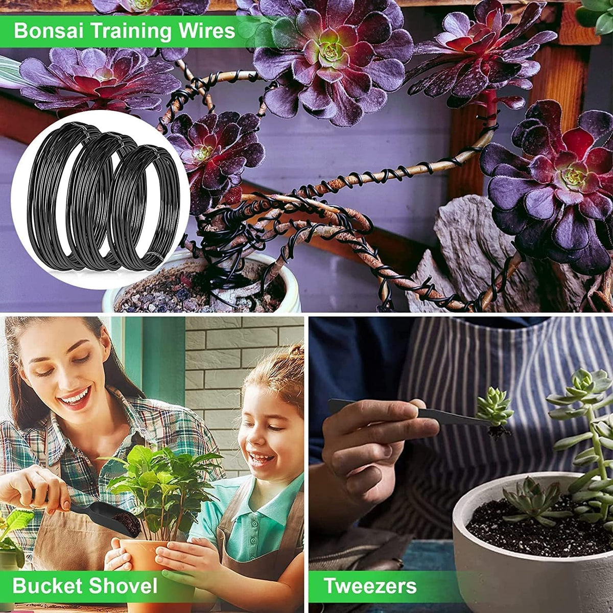 24-Piece Bonsai Care Set with Steel Tools and Leather Case