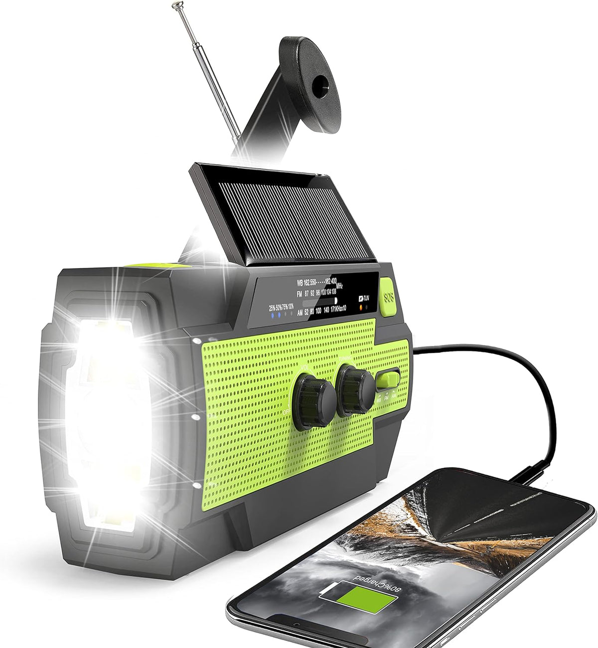 All-Weather Emergency Hand Crank Radio with Flashlight