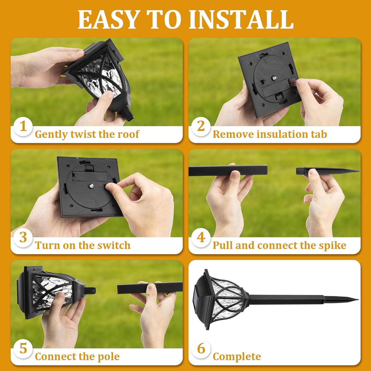 Outdoor Solar Pathway Lights - 6 Pack for Garden Elegance