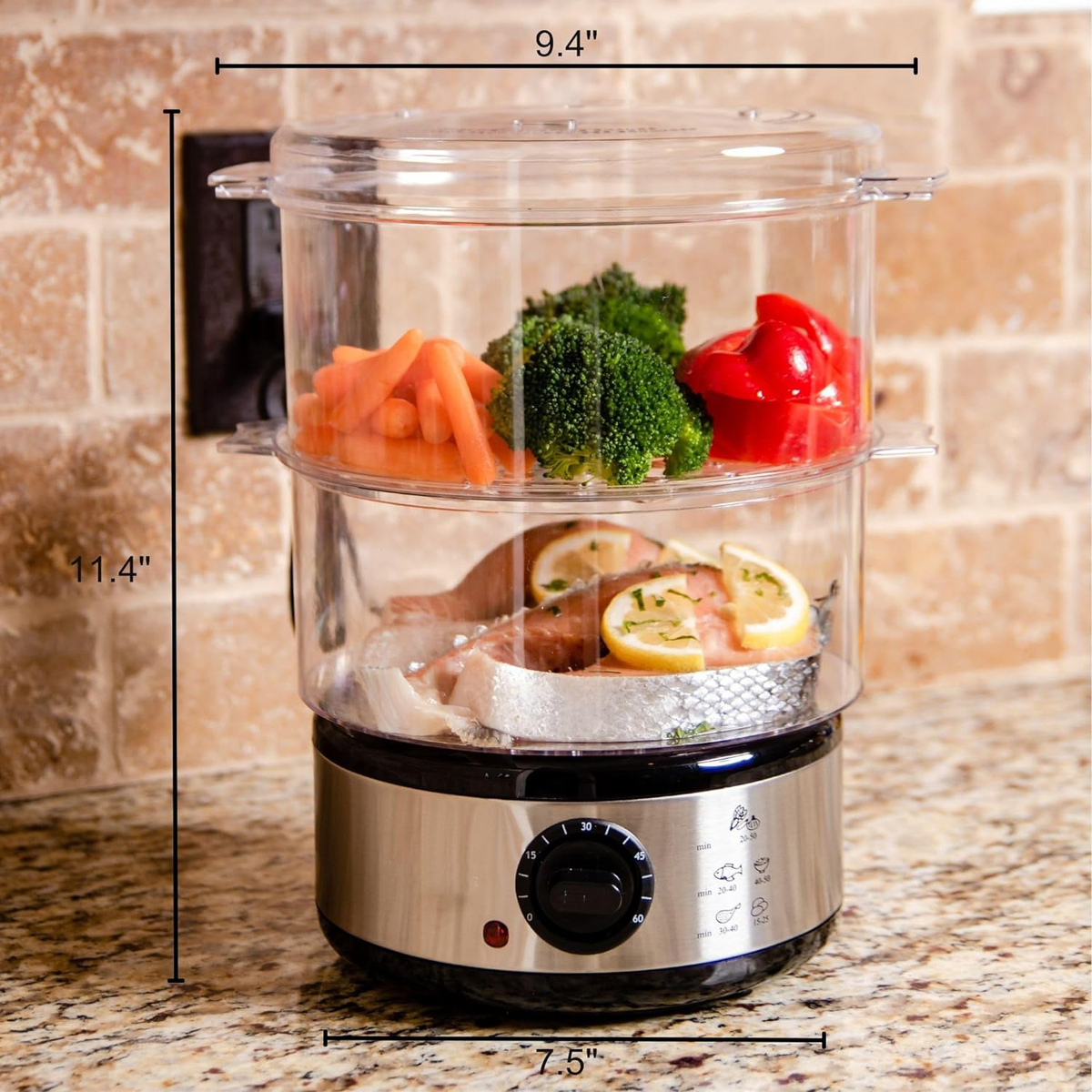 Three-Tiered Electric Food Steamer for Healthy Cooking