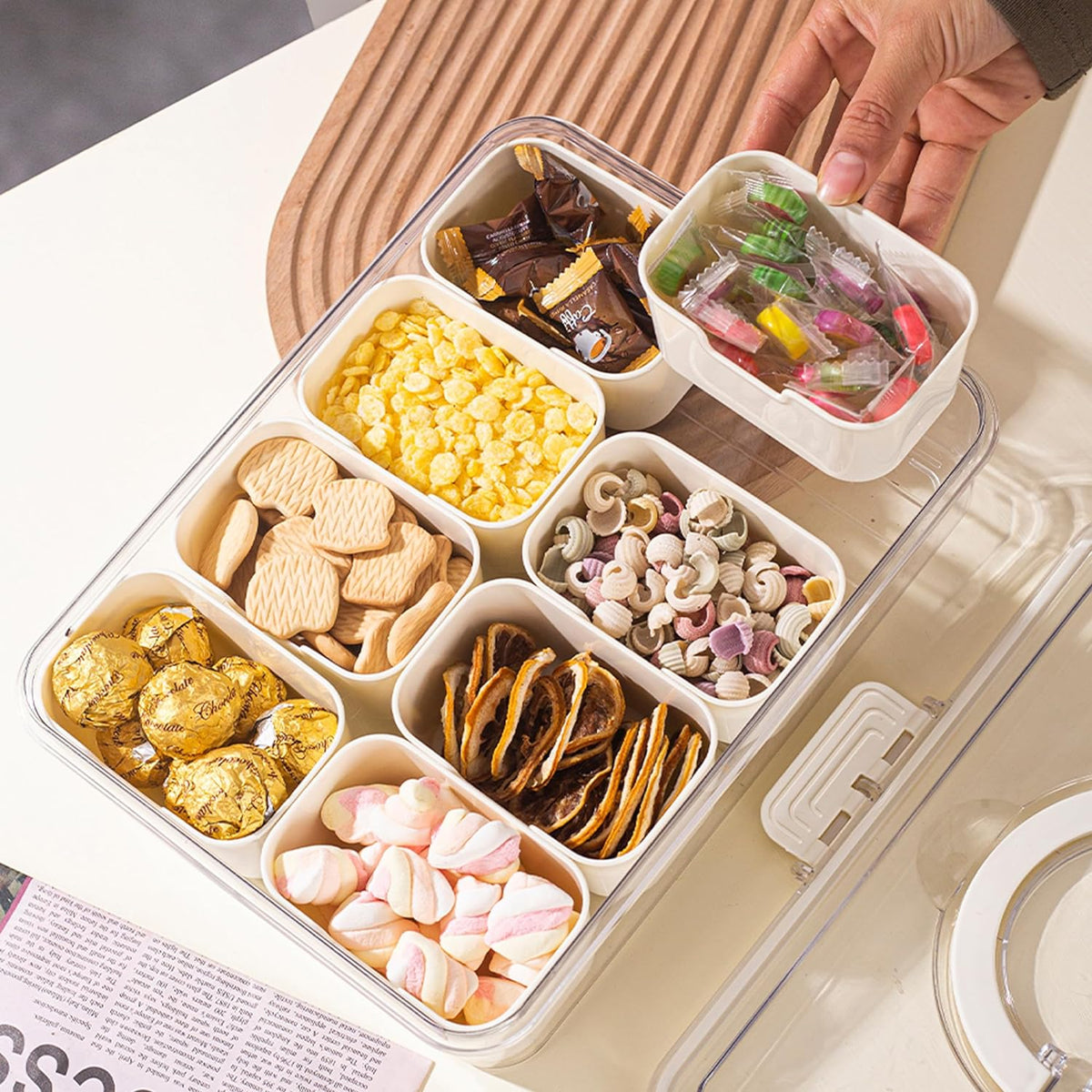 Elegant 8-Section Snack Tray with Convenient Handle