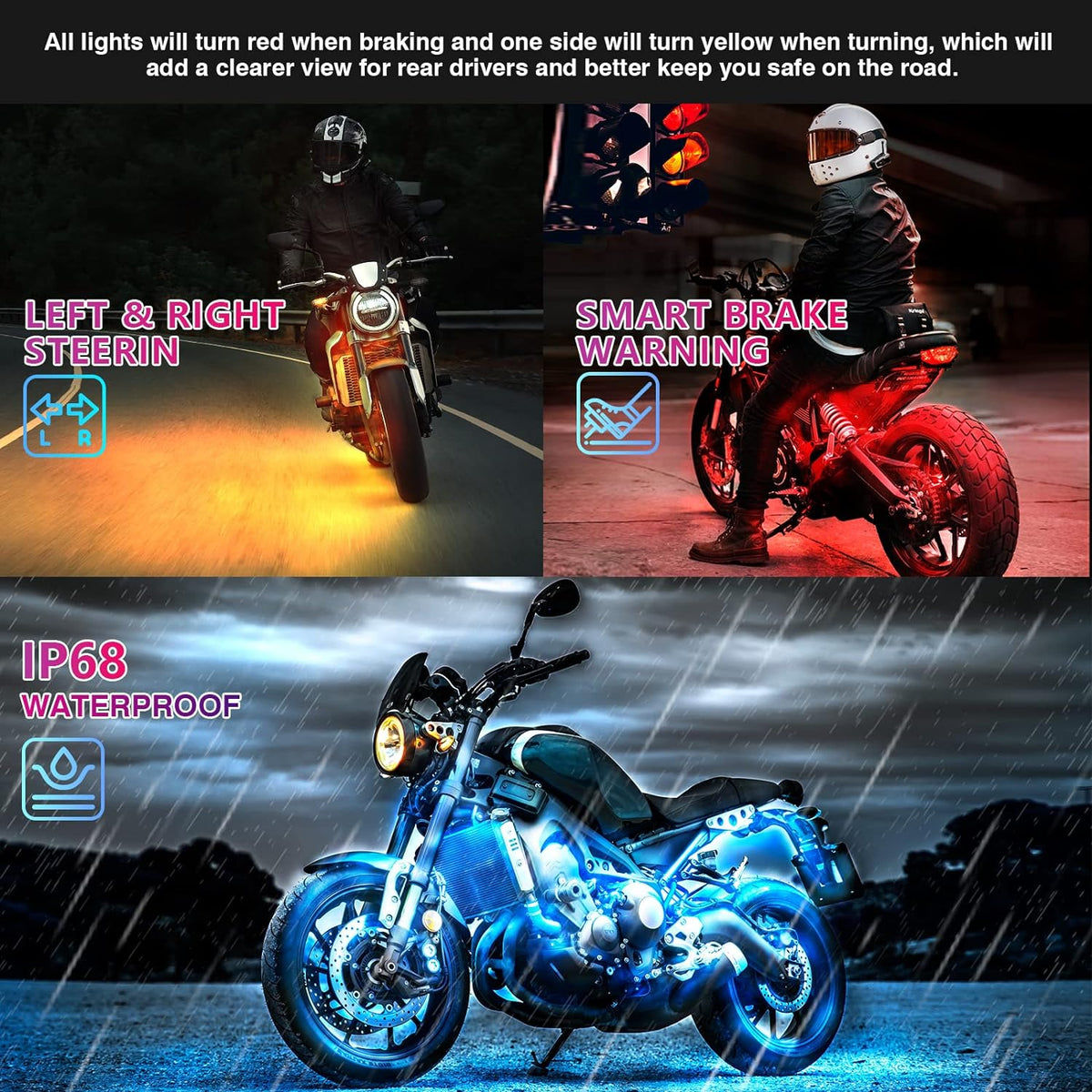 Vibrant LED Motorcycle Lighting Kit with Signal Integration