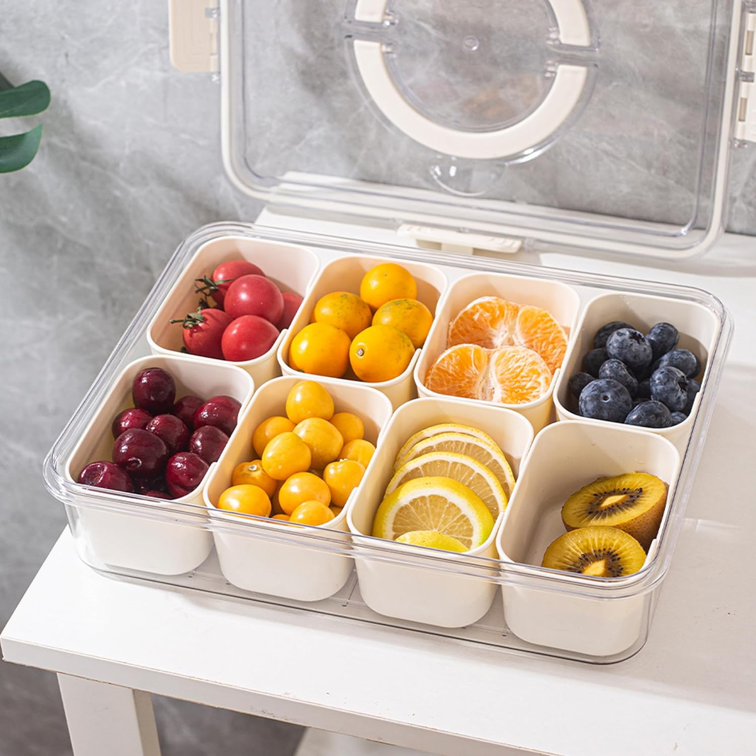 Elegant 8-Section Snack Tray with Convenient Handle