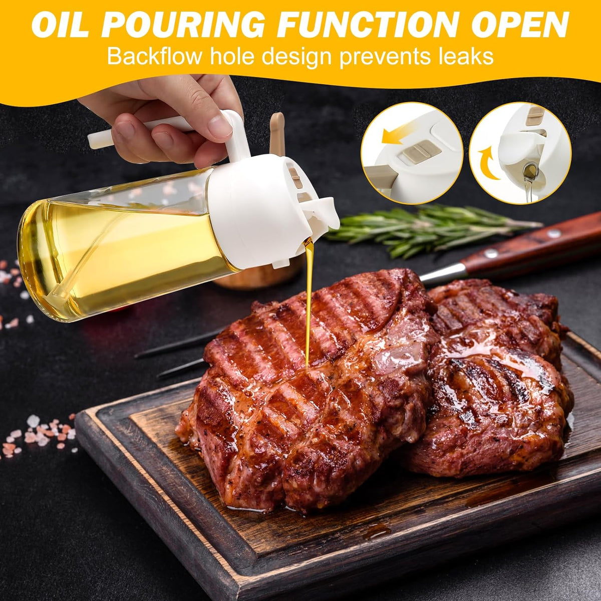 Dual-Function Oil Dispensing and Spraying Bottles – Set of 2