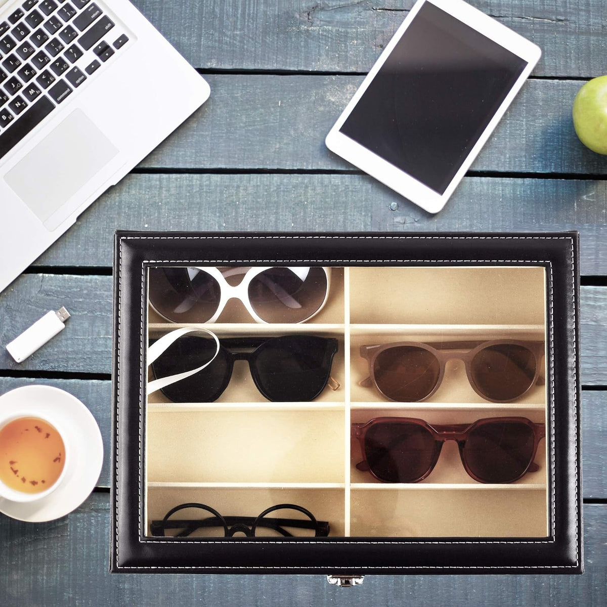 Elegant 8-Slot Sunglass Storage Case