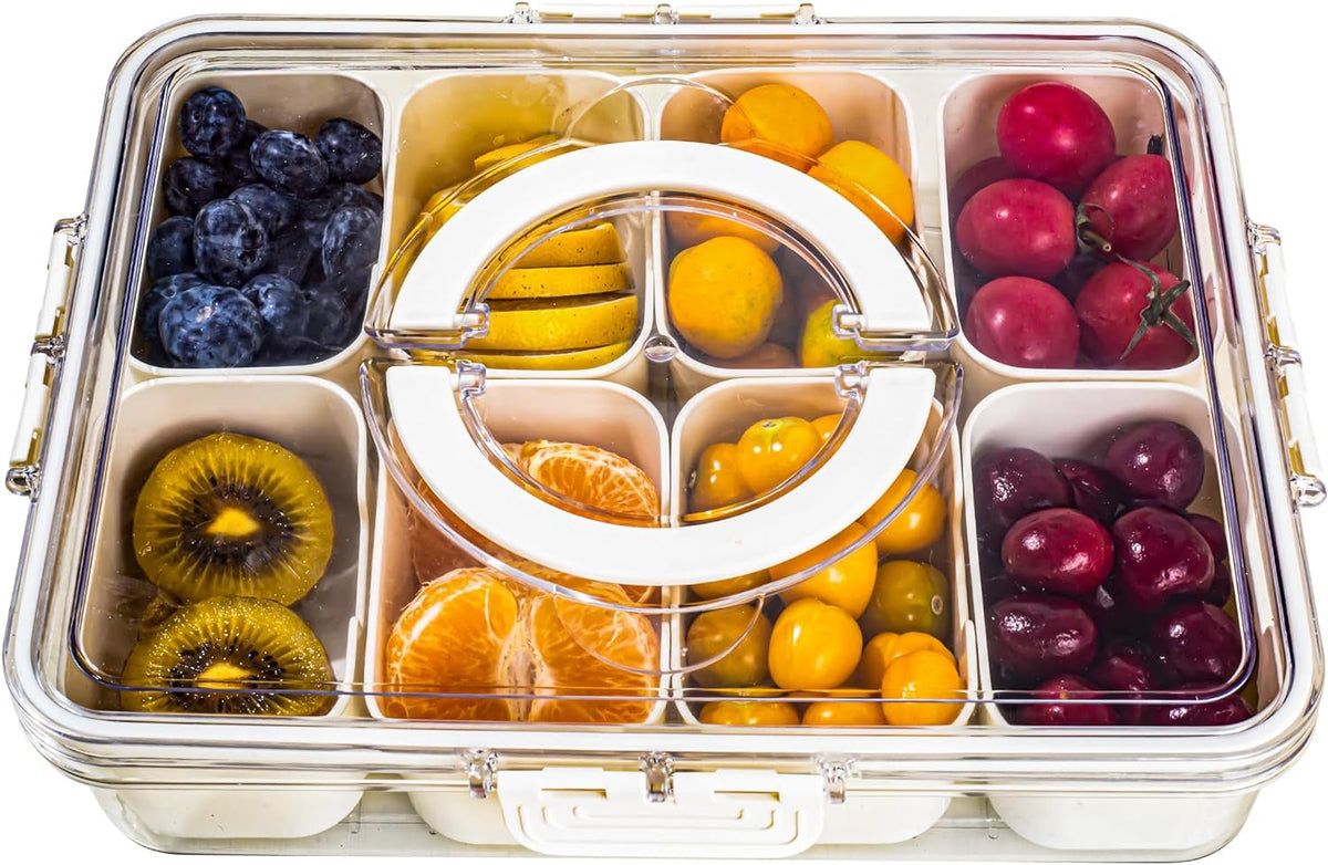 Elegant 8-Section Snack Tray with Convenient Handle