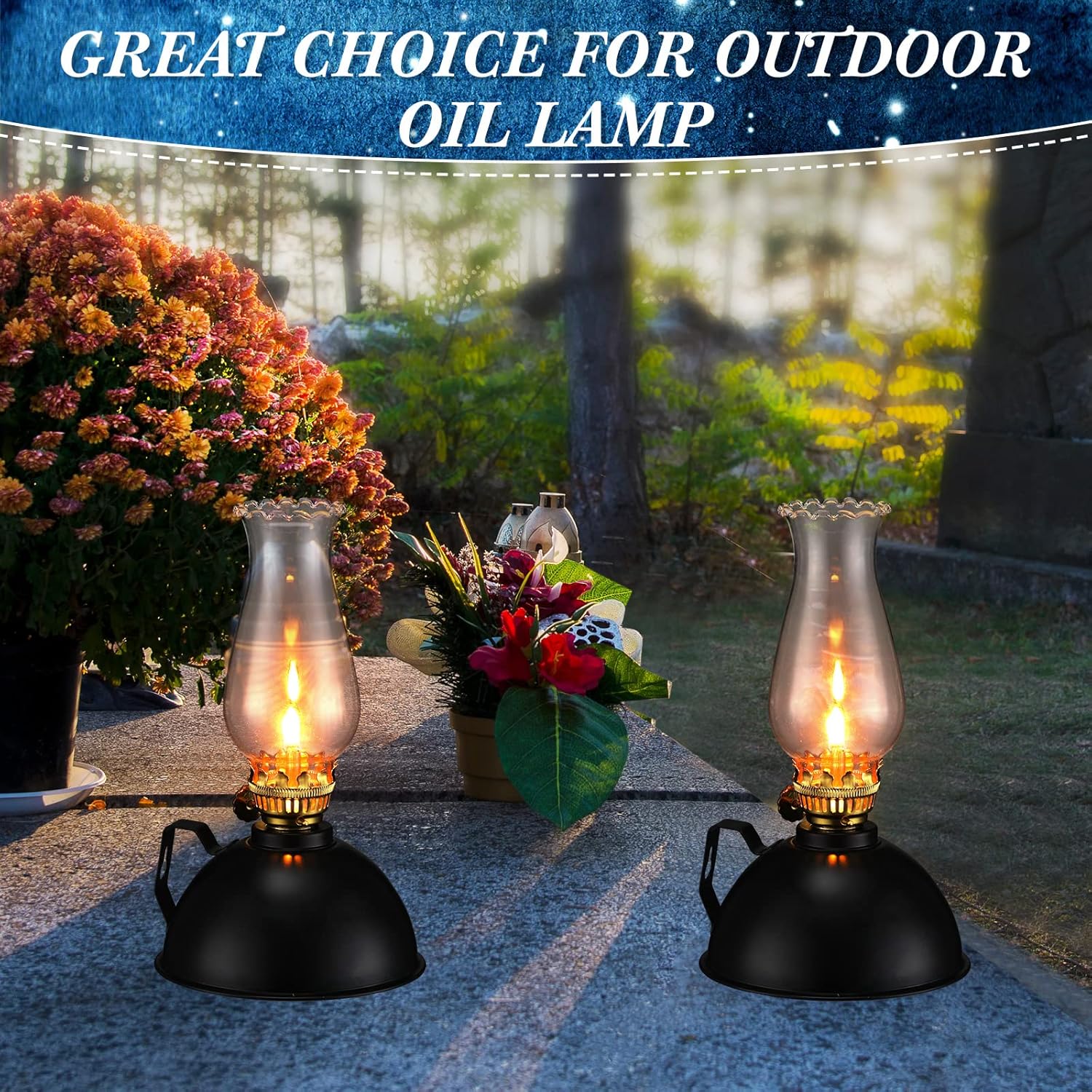 Pair of Antique-Style Glass and Metal Oil Lamps