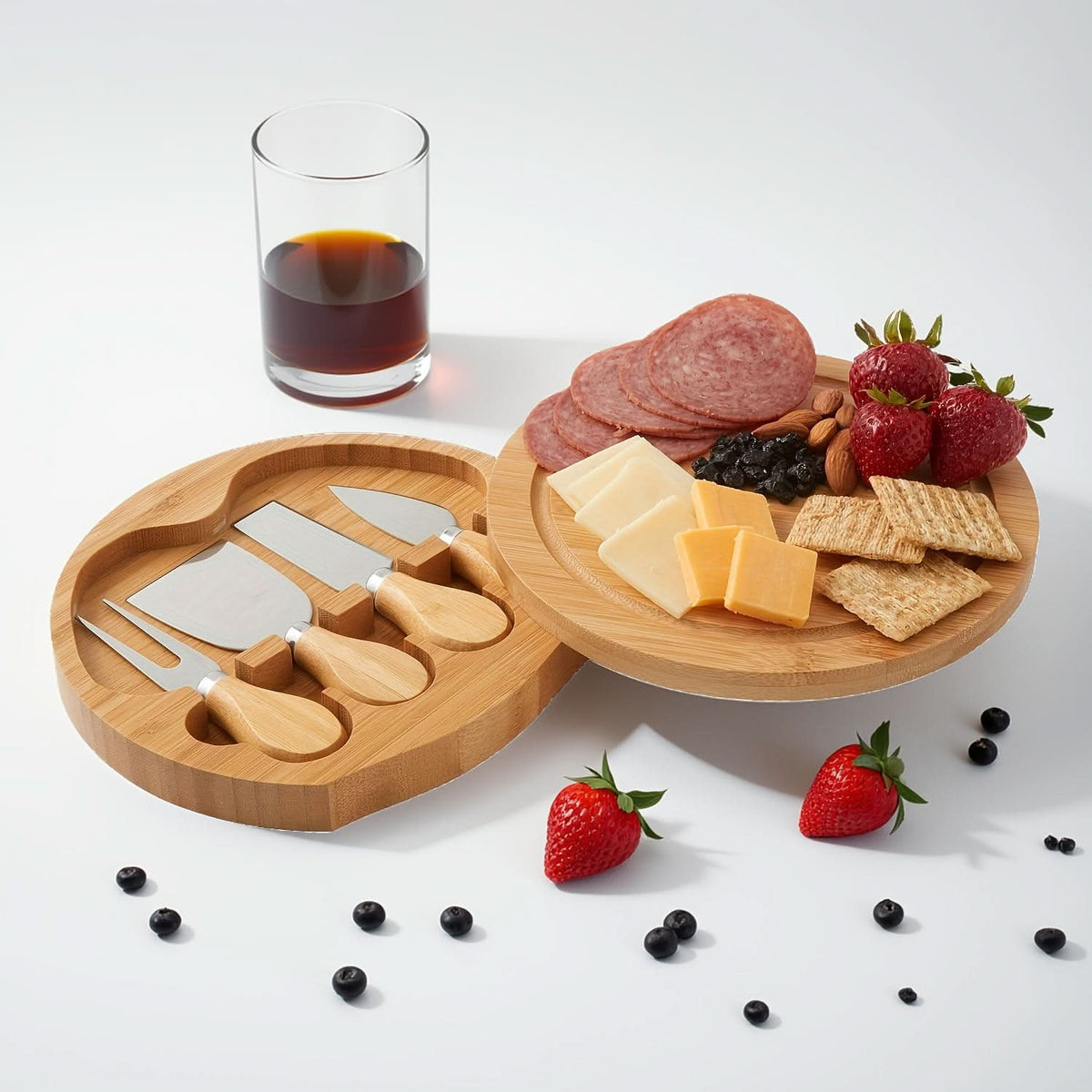 Elegant Bamboo Charcuterie Board Set with Storage Drawer