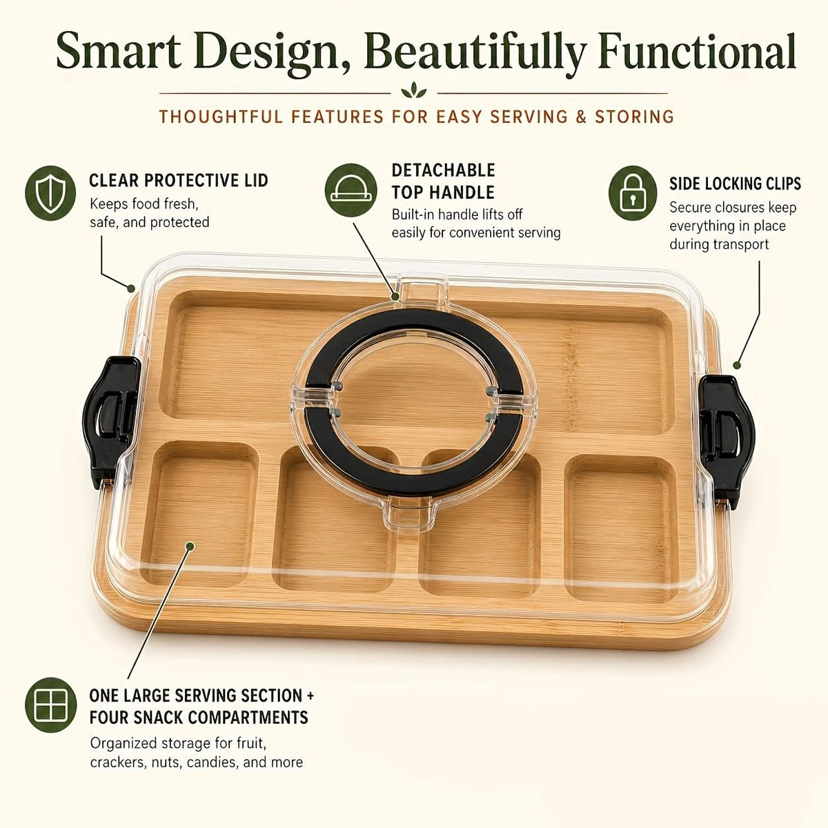 Eco-Friendly Snack Organizer with Lid for Effortless Serving