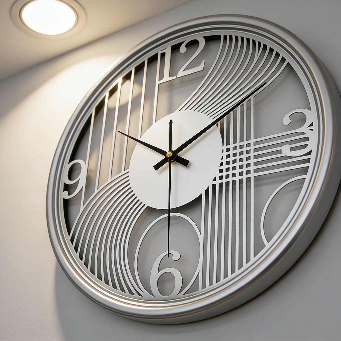 Gilded Harmony – 40cm Silent 3D Iron Wall Clock for Chic Interiors