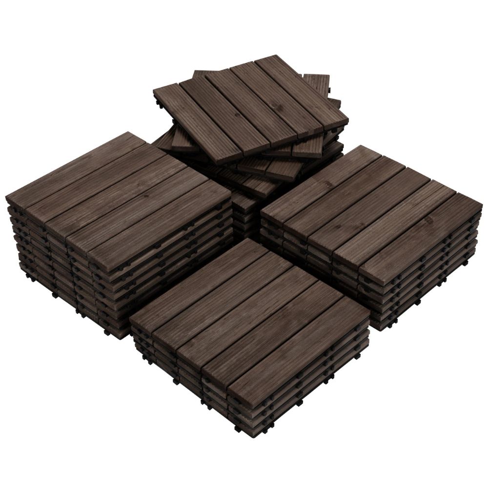 27-Piece Interlocking Wooden Deck Tiles for Outdoor Spaces