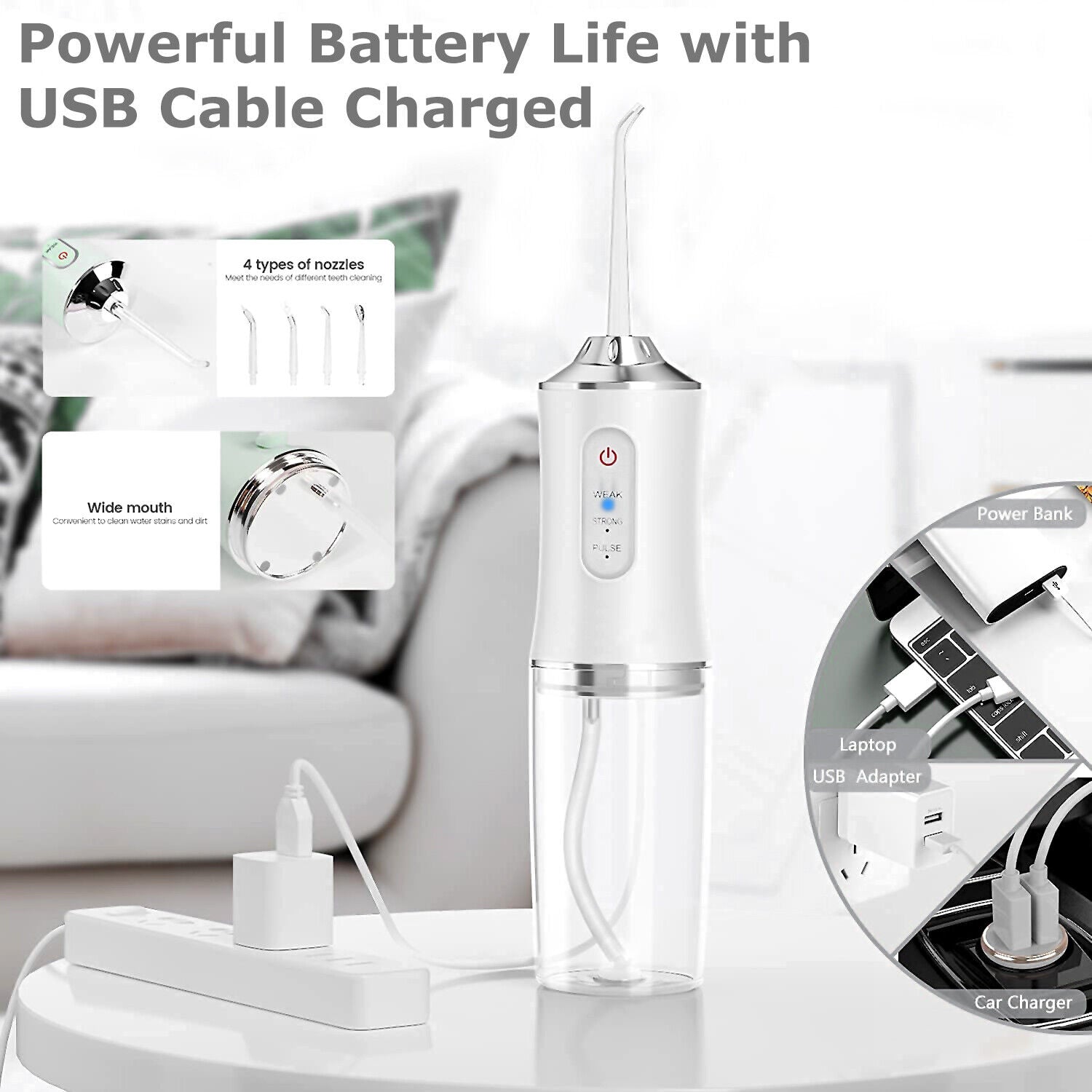 Compact Cordless Water Flosser for Dental Care