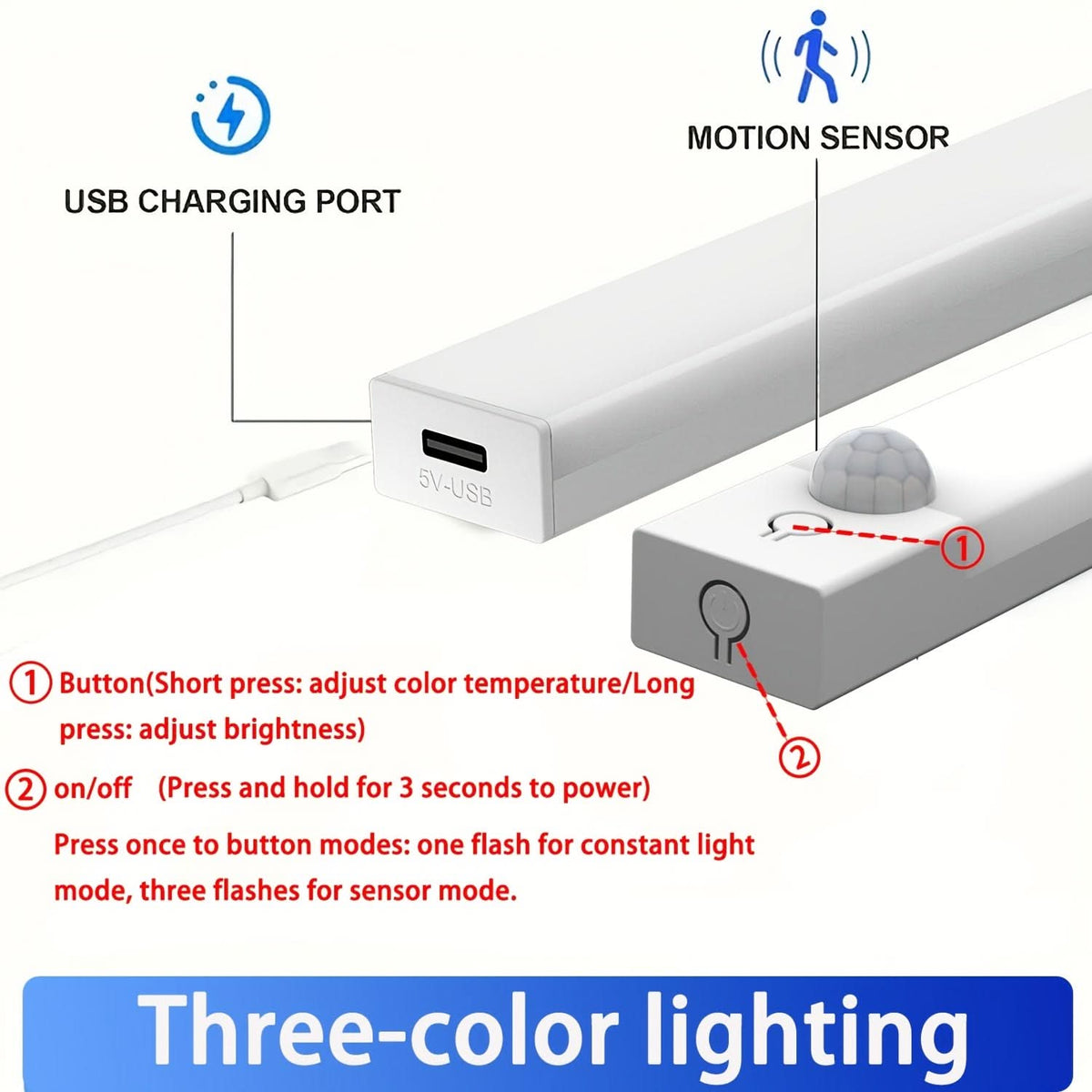Lumosense - Smart Motion-Activated LED Night Light with Rechargeable Battery
