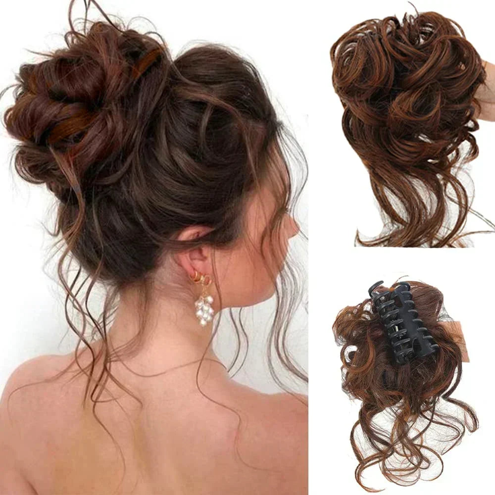 Effortless Volume Curly Bun Accessory – Clip-In Hairpiece for Instant Style