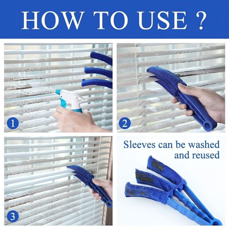 Effortless Window & Blinds Cleaning Tool with Detachable Head