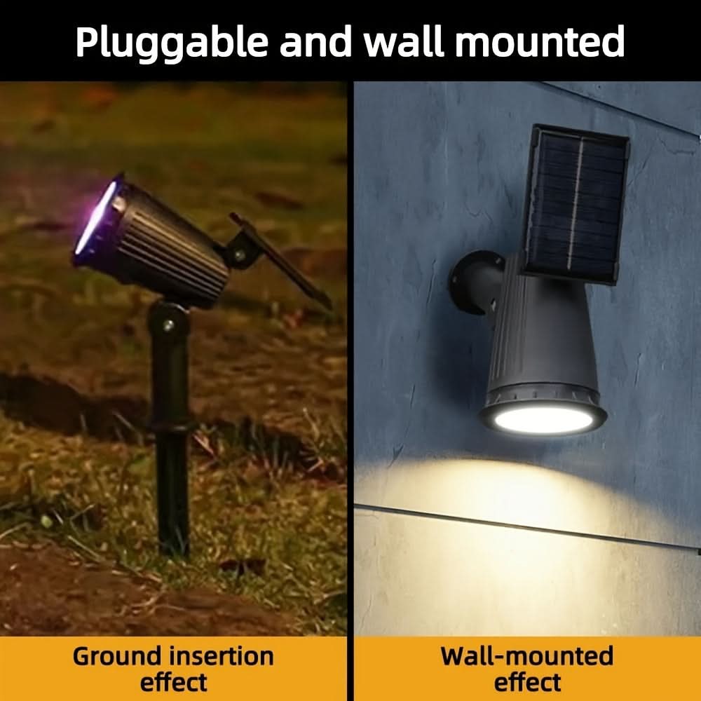 Vibrant Solar-Powered RGB Spotlights for Outdoor Decor